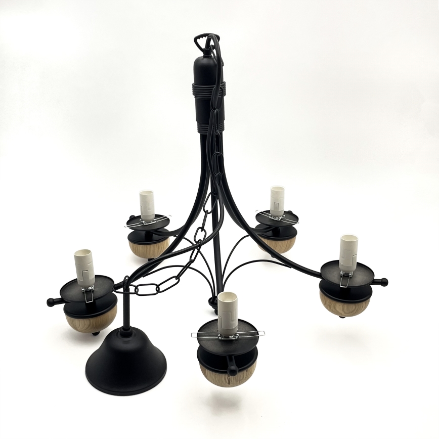 Brilagi - Candeeiro suspenso COTTAGE 5xE14/40W/230V faia/branco