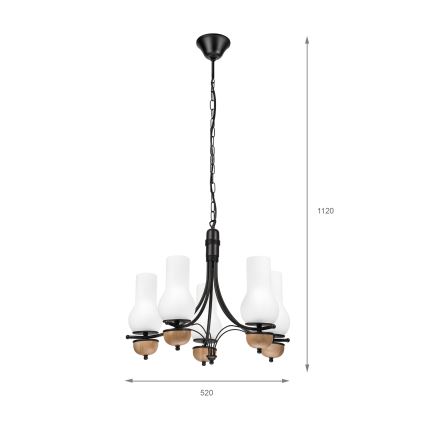 Brilagi - Candeeiro suspenso COTTAGE 5xE14/40W/230V faia/branco