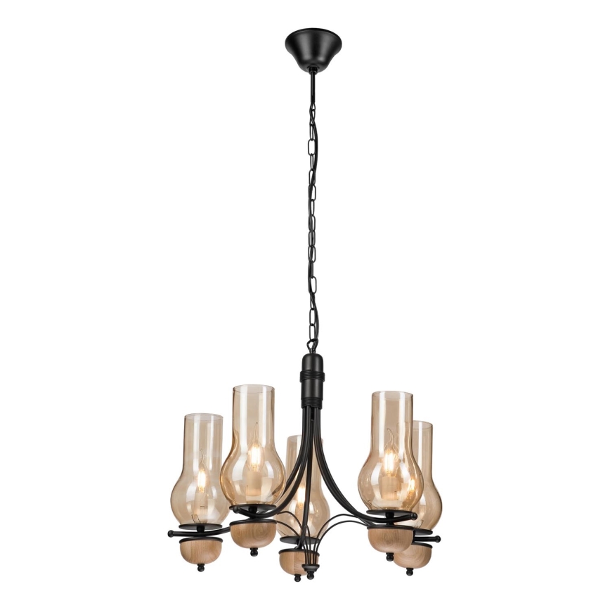 Brilagi - Candeeiro suspenso COTTAGE 5xE14/40W/230V faia/castanho