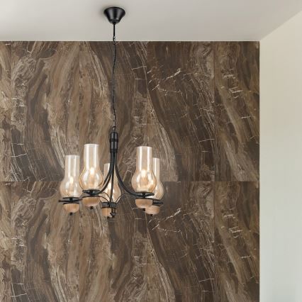 Brilagi - Candeeiro suspenso COTTAGE 5xE14/40W/230V faia/castanho