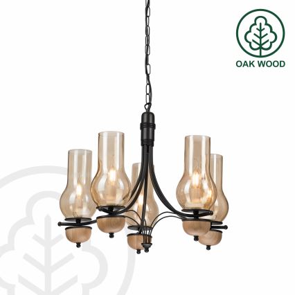 Brilagi - Candeeiro suspenso COTTAGE 5xE14/40W/230V faia/castanho