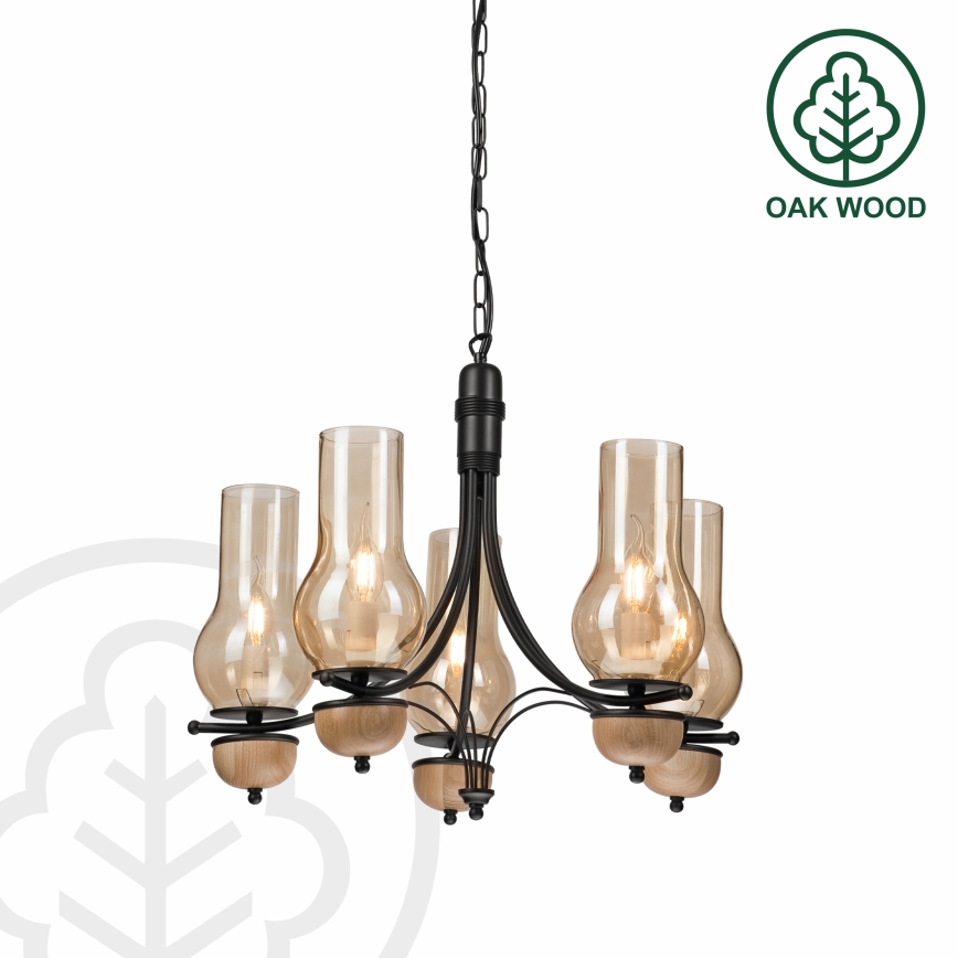 Brilagi - Candeeiro suspenso COTTAGE 5xE14/40W/230V faia/castanho