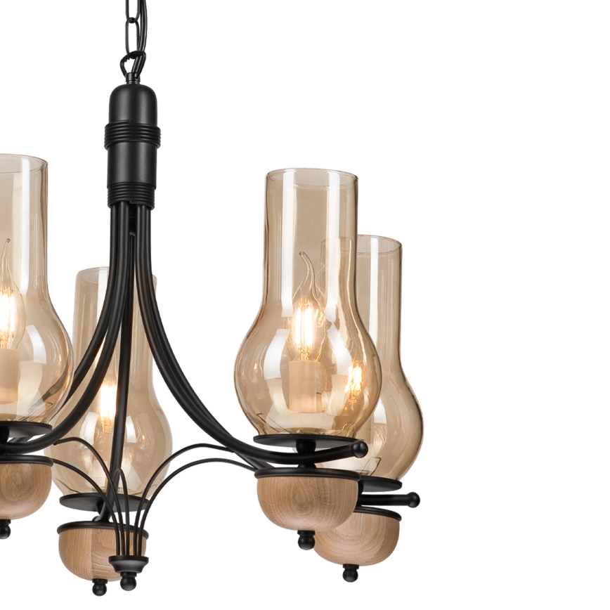 Brilagi - Candeeiro suspenso COTTAGE 5xE14/40W/230V faia/castanho