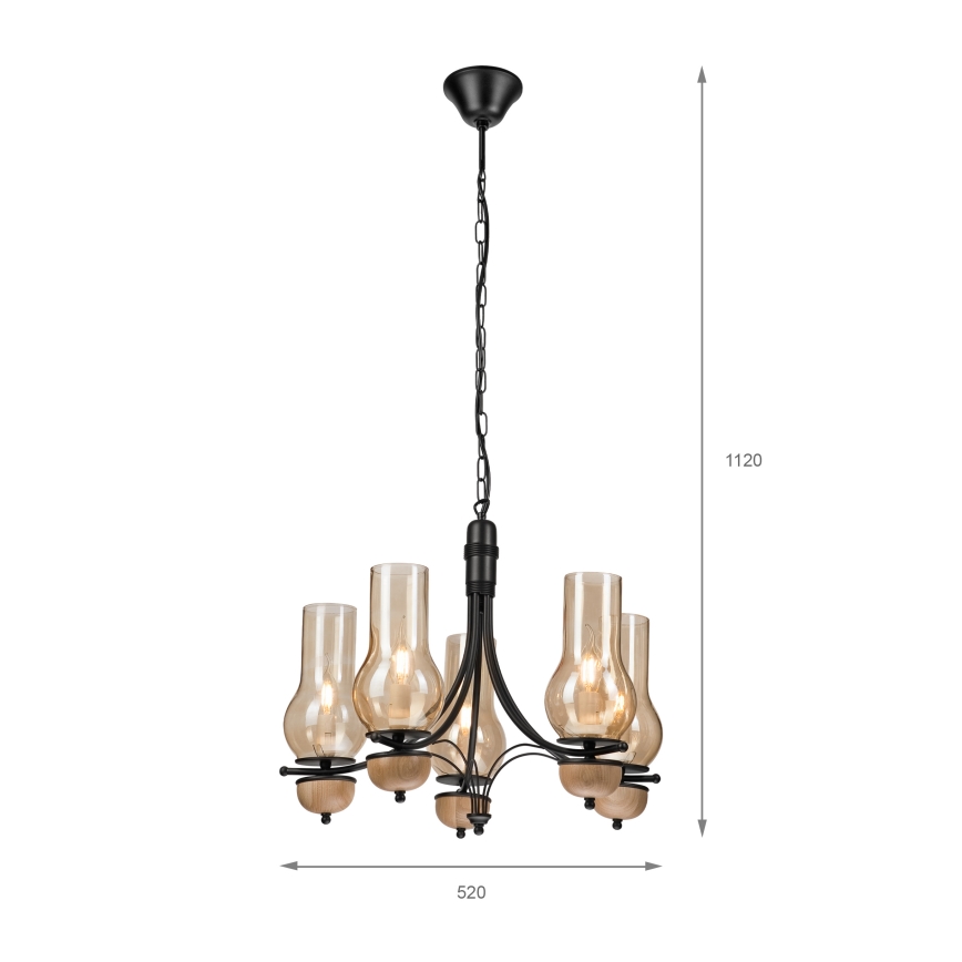 Brilagi - Candeeiro suspenso COTTAGE 5xE14/40W/230V faia/castanho