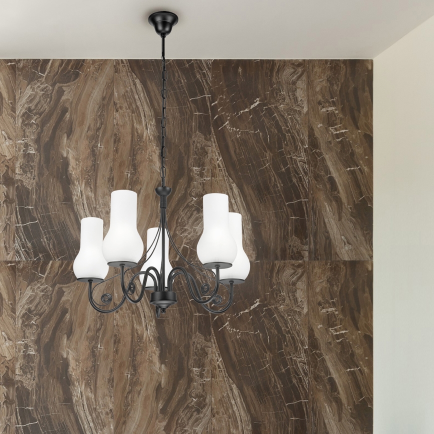 Brilagi - Candeeiro suspenso COTTAGE 5xE14/40W/230V preto/branco