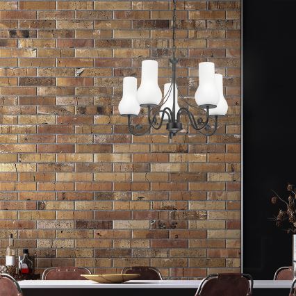 Brilagi - Candeeiro suspenso COTTAGE 5xE14/40W/230V preto/branco