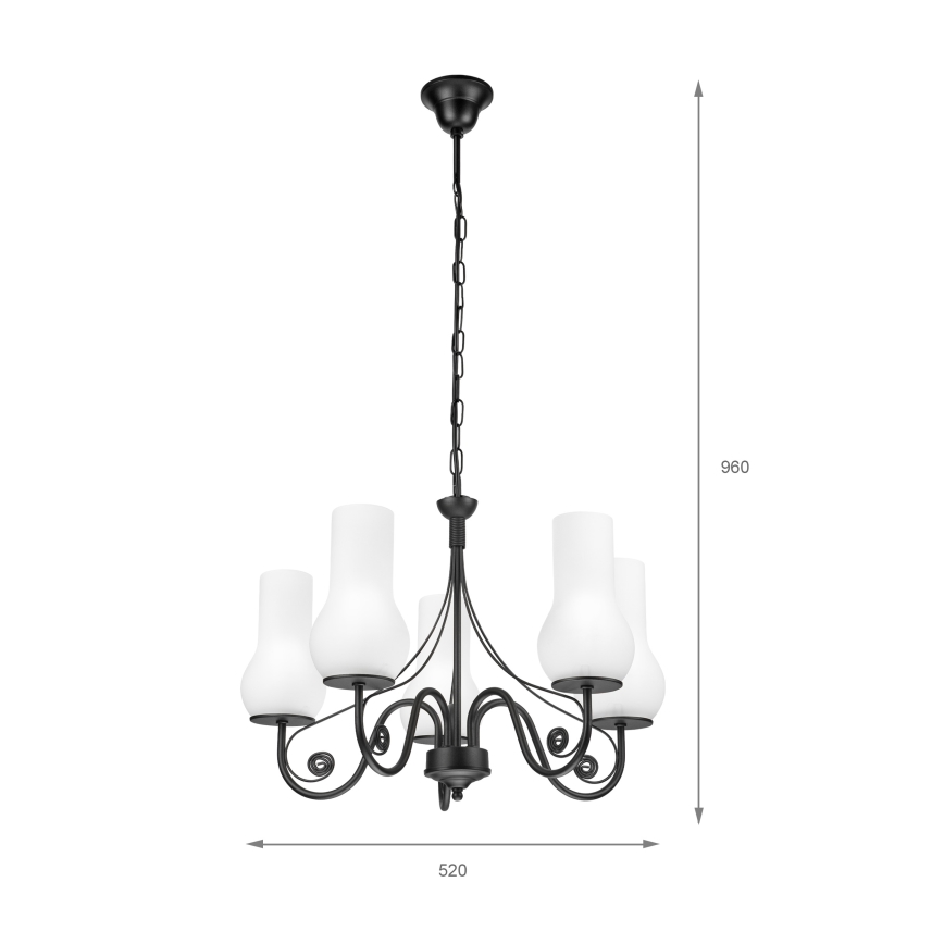 Brilagi - Candeeiro suspenso COTTAGE 5xE14/40W/230V preto/branco