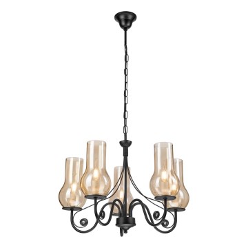 Brilagi - Candeeiro suspenso COTTAGE 5xE14/40W/230V preto/castanho