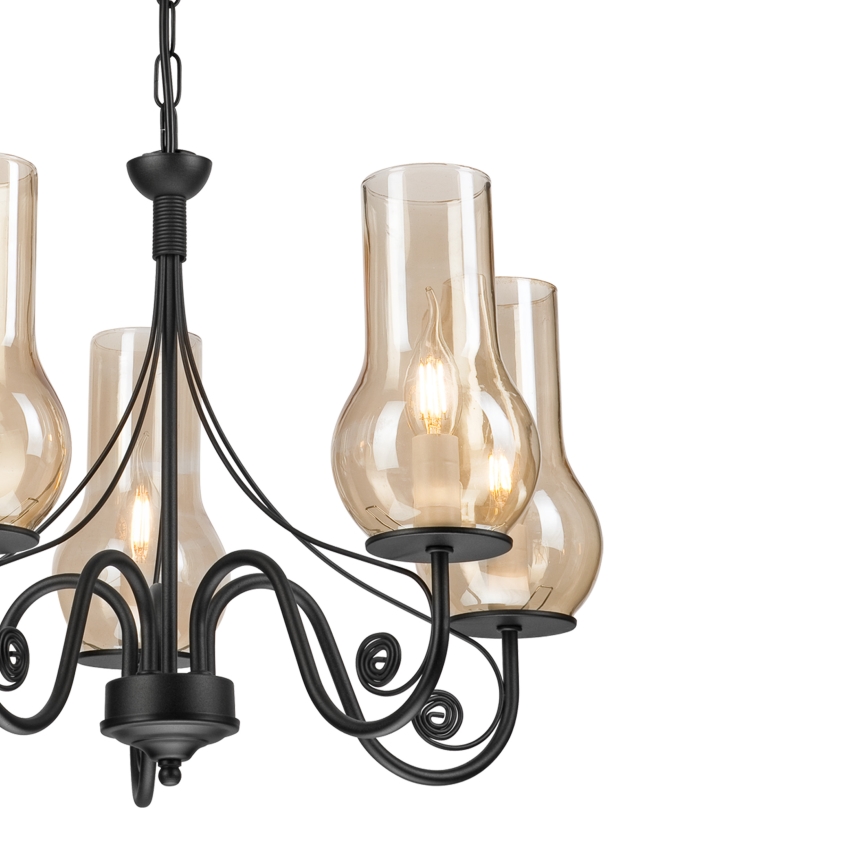 Brilagi - Candeeiro suspenso COTTAGE 5xE14/40W/230V preto/castanho