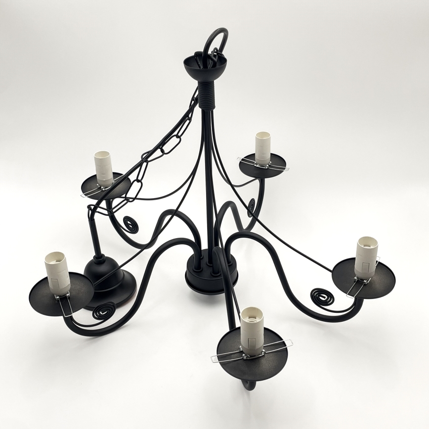 Brilagi - Candeeiro suspenso COTTAGE 5xE14/40W/230V preto/castanho
