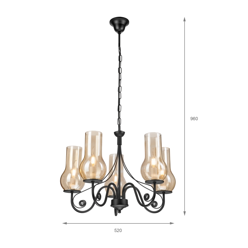 Brilagi - Candeeiro suspenso COTTAGE 5xE14/40W/230V preto/castanho