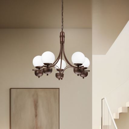 Brilagi - Candeeiro suspenso COTTAGE 5xG9/40W/230V carvalho/branco