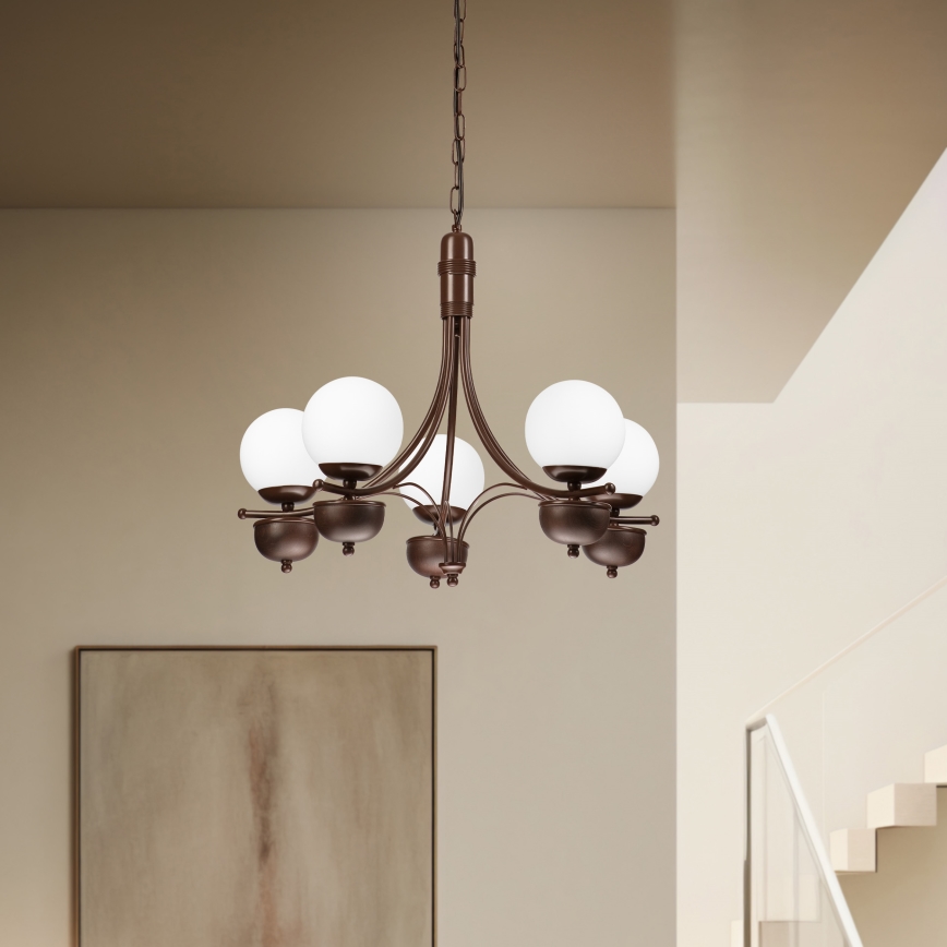 Brilagi - Candeeiro suspenso COTTAGE 5xG9/40W/230V carvalho/branco