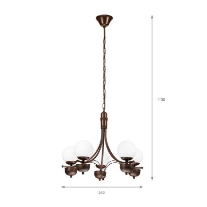 Brilagi - Candeeiro suspenso COTTAGE 5xG9/40W/230V carvalho/branco