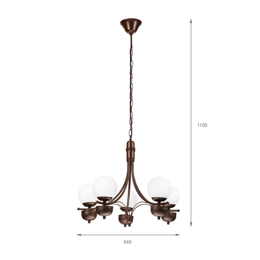 Brilagi - Candeeiro suspenso COTTAGE 5xG9/40W/230V carvalho/branco