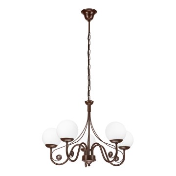Brilagi - Candeeiro suspenso COTTAGE 5xG9/40W/230V castanho/branco