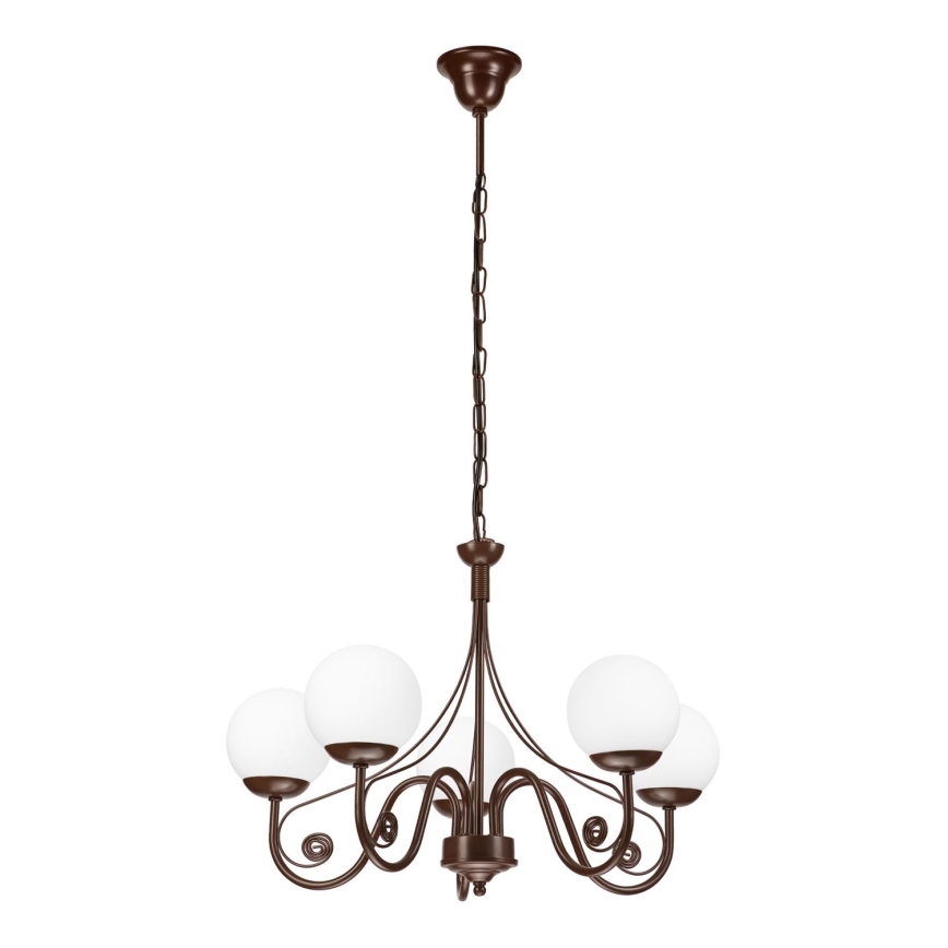 Brilagi - Candeeiro suspenso COTTAGE 5xG9/40W/230V castanho/branco