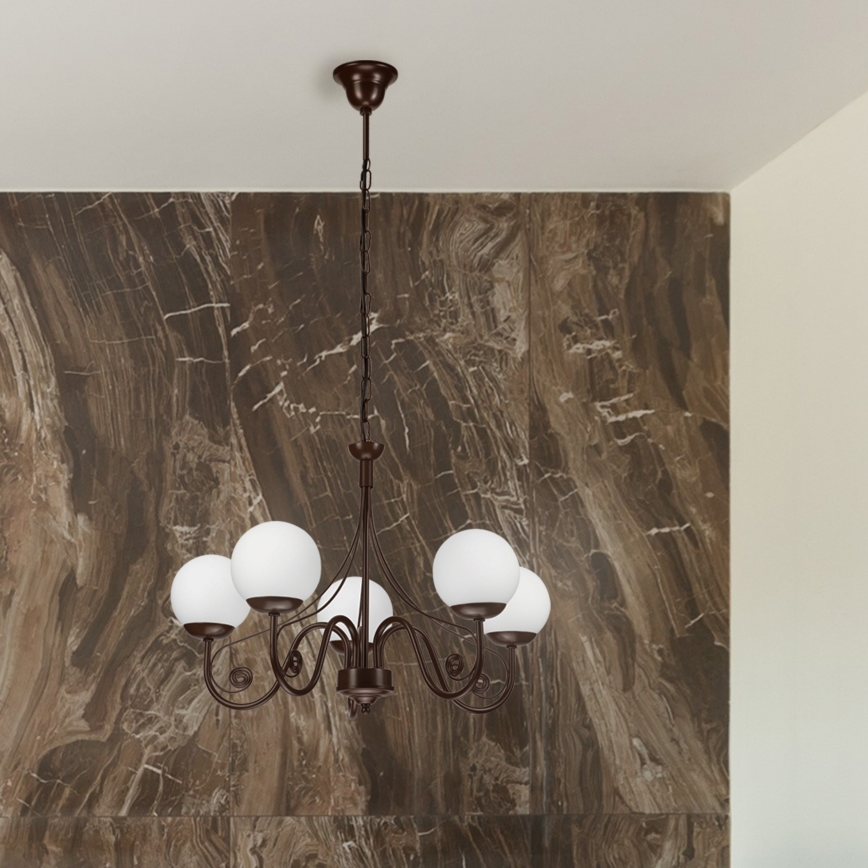 Brilagi - Candeeiro suspenso COTTAGE 5xG9/40W/230V castanho/branco