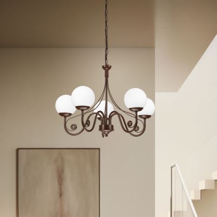 Brilagi - Candeeiro suspenso COTTAGE 5xG9/40W/230V castanho/branco