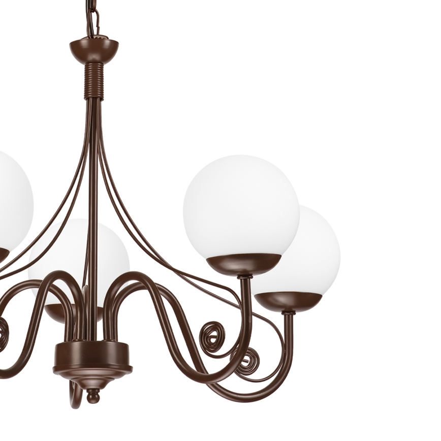 Brilagi - Candeeiro suspenso COTTAGE 5xG9/40W/230V castanho/branco