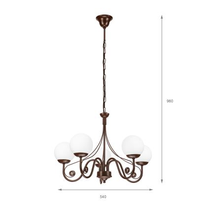 Brilagi - Candeeiro suspenso COTTAGE 5xG9/40W/230V castanho/branco