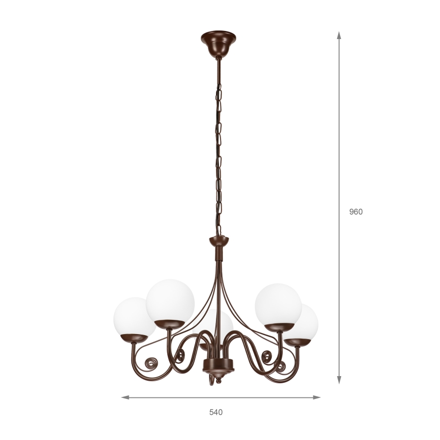 Brilagi - Candeeiro suspenso COTTAGE 5xG9/40W/230V castanho/branco