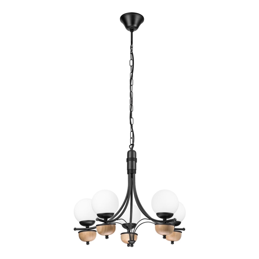 Brilagi - Candeeiro suspenso COTTAGE 5xG9/40W/230V faia/branco