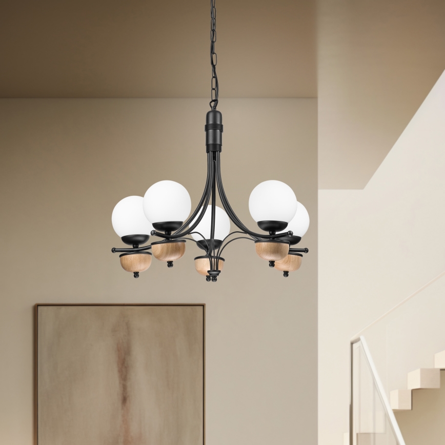 Brilagi - Candeeiro suspenso COTTAGE 5xG9/40W/230V faia/branco