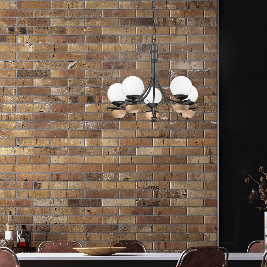 Brilagi - Candeeiro suspenso COTTAGE 5xG9/40W/230V faia/branco