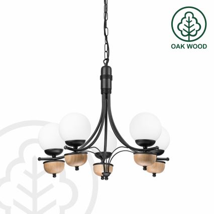 Brilagi - Candeeiro suspenso COTTAGE 5xG9/40W/230V faia/branco