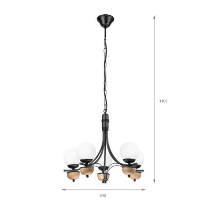 Brilagi - Candeeiro suspenso COTTAGE 5xG9/40W/230V faia/branco