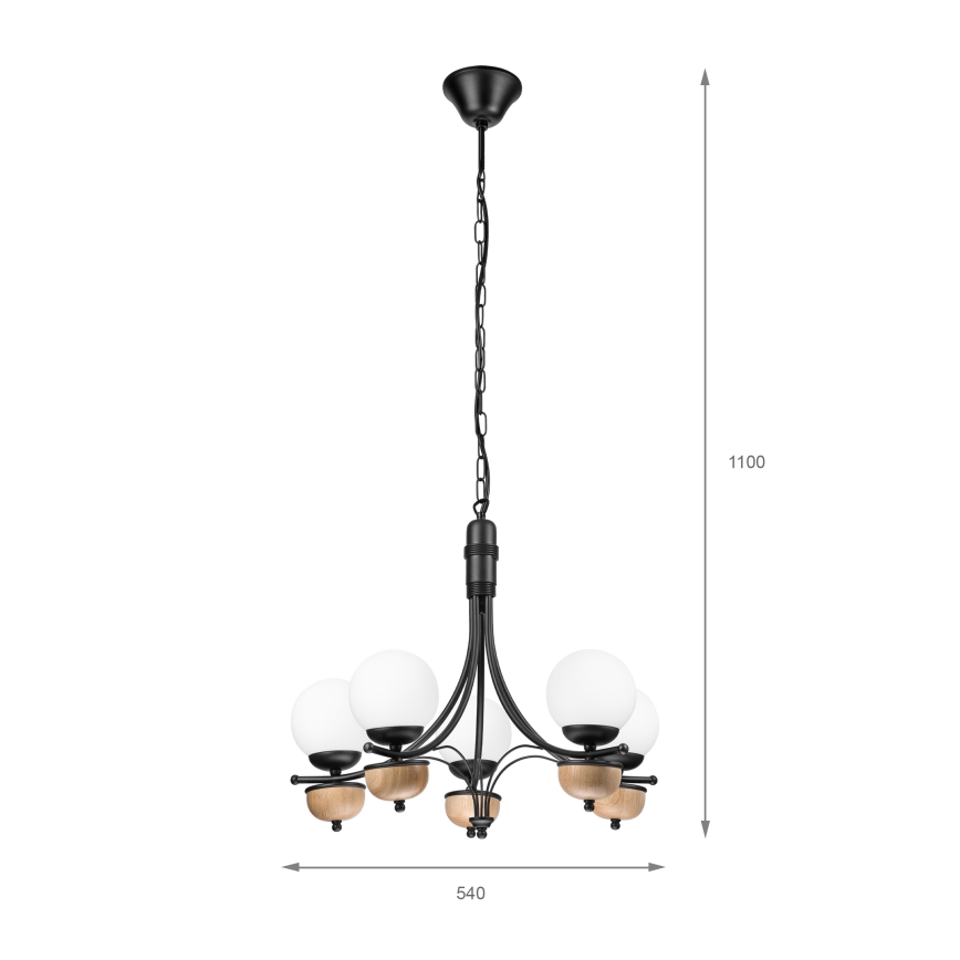 Brilagi - Candeeiro suspenso COTTAGE 5xG9/40W/230V faia/branco