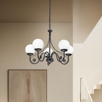 Brilagi - Candeeiro suspenso COTTAGE 5xG9/40W/230V preto/branco