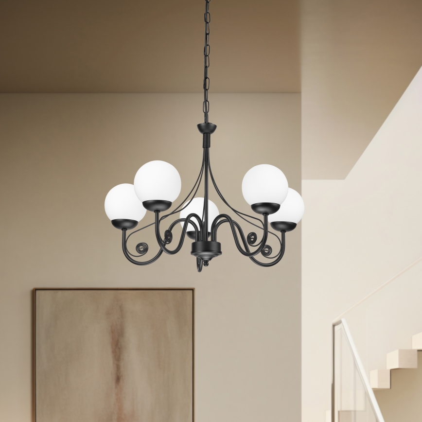 Brilagi - Candeeiro suspenso COTTAGE 5xG9/40W/230V preto/branco