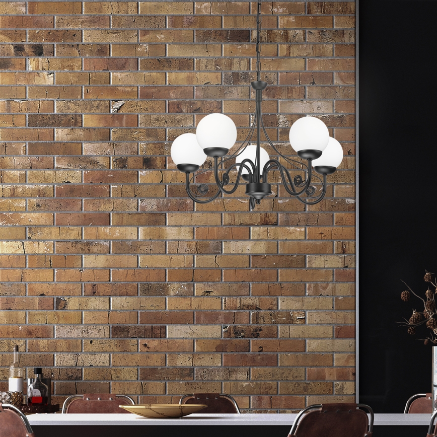 Brilagi - Candeeiro suspenso COTTAGE 5xG9/40W/230V preto/branco
