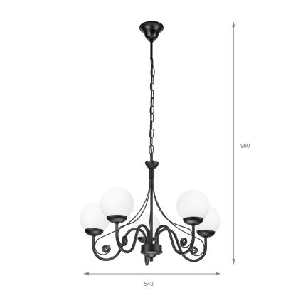 Brilagi - Candeeiro suspenso COTTAGE 5xG9/40W/230V preto/branco