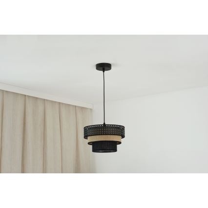 Brilagi - Candeeiro suspenso DAKOTA LUNETA 1xE27/15W/230V diâmetro 25 cm preto/bege