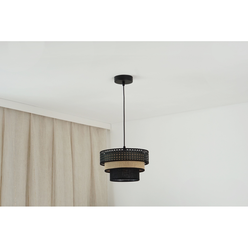 Brilagi - Candeeiro suspenso DAKOTA LUNETA 1xE27/15W/230V diâmetro 25 cm preto/bege