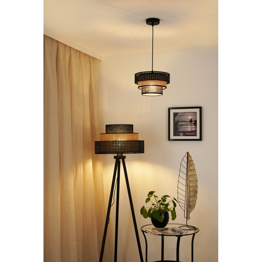 Brilagi - Candeeiro suspenso DAKOTA LUNETA 1xE27/15W/230V diâmetro 25 cm preto/bege