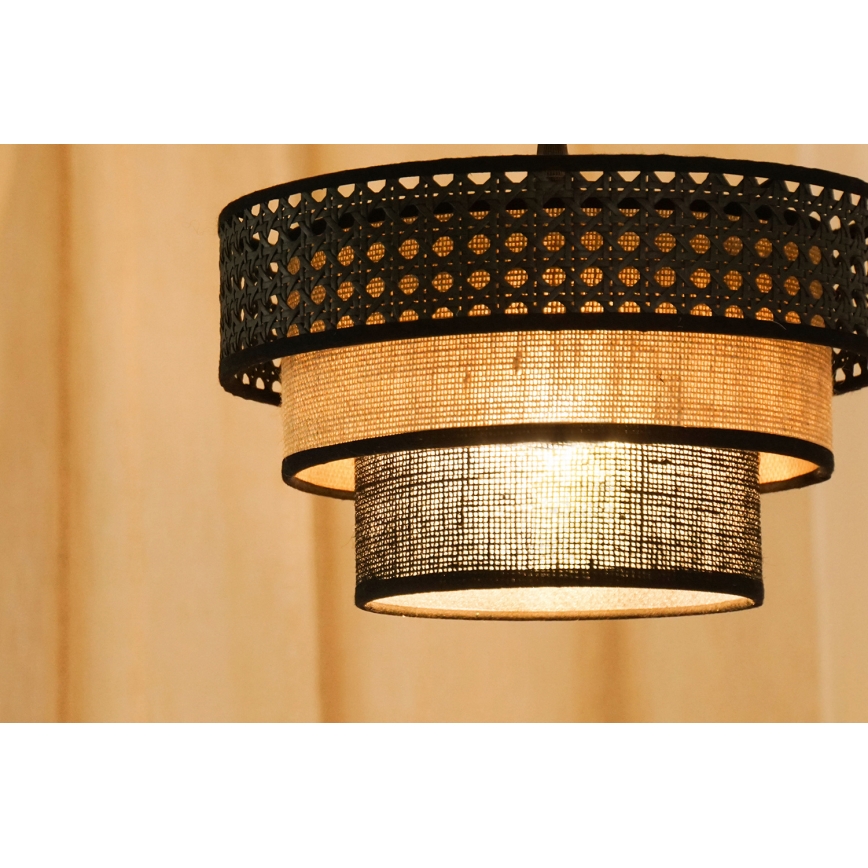 Brilagi - Candeeiro suspenso DAKOTA LUNETA 1xE27/15W/230V diâmetro 25 cm preto/bege