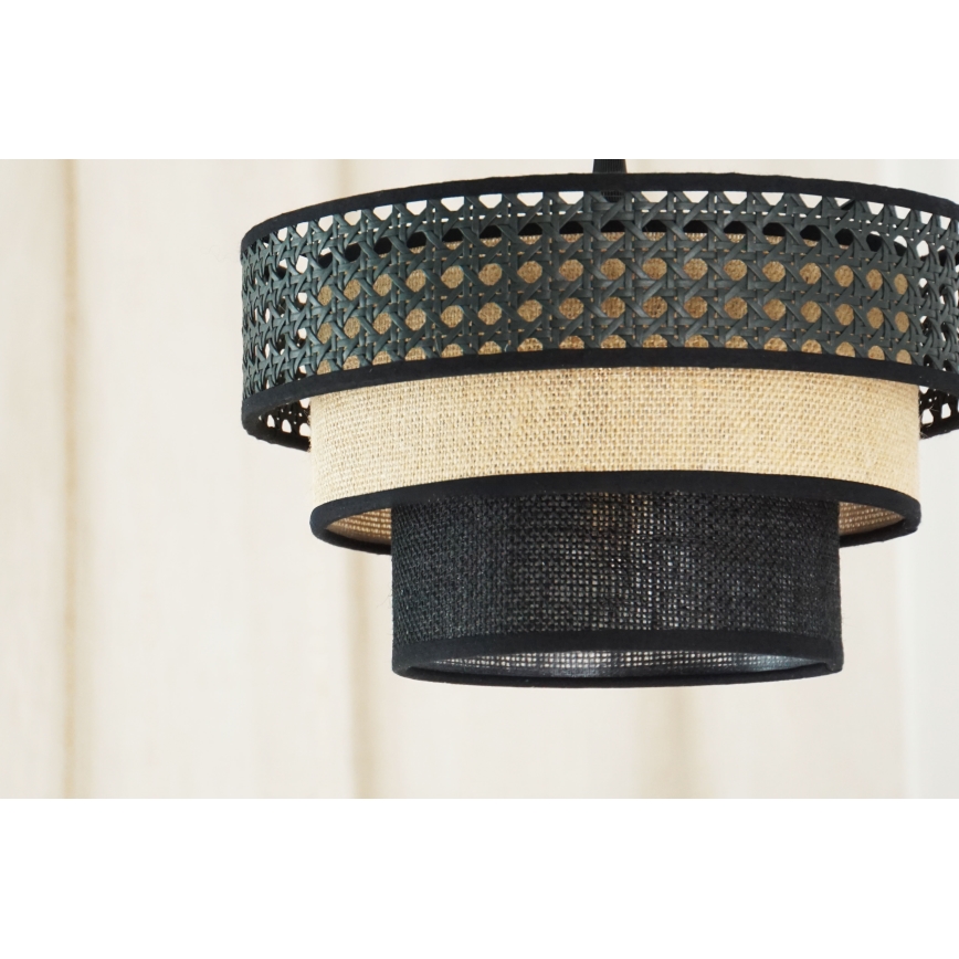 Brilagi - Candeeiro suspenso DAKOTA LUNETA 1xE27/15W/230V diâmetro 25 cm preto/bege