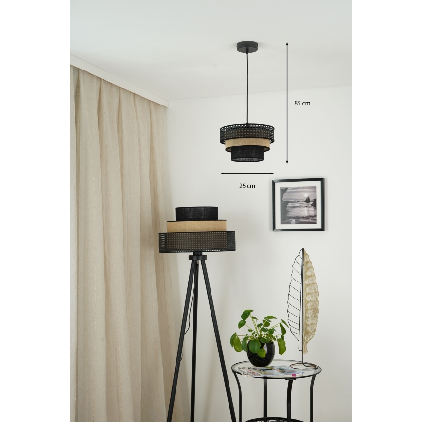 Brilagi - Candeeiro suspenso DAKOTA LUNETA 1xE27/15W/230V diâmetro 25 cm preto/bege