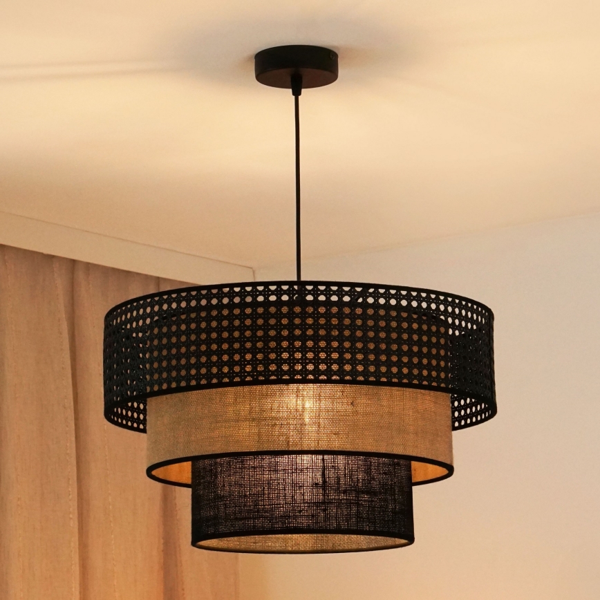 Brilagi - Candeeiro suspenso DAKOTA LUNETA 1xE27/15W/230V diâmetro 45 cm preto/bege