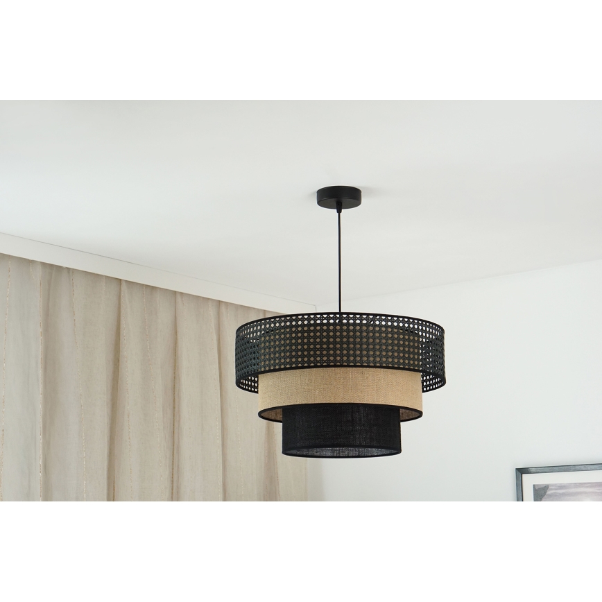 Brilagi - Candeeiro suspenso DAKOTA LUNETA 1xE27/15W/230V diâmetro 45 cm preto/bege