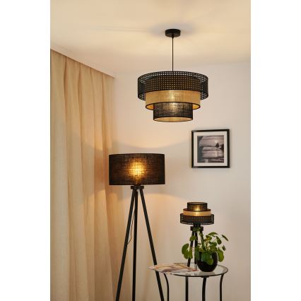 Brilagi - Candeeiro suspenso DAKOTA LUNETA 1xE27/15W/230V diâmetro 45 cm preto/bege