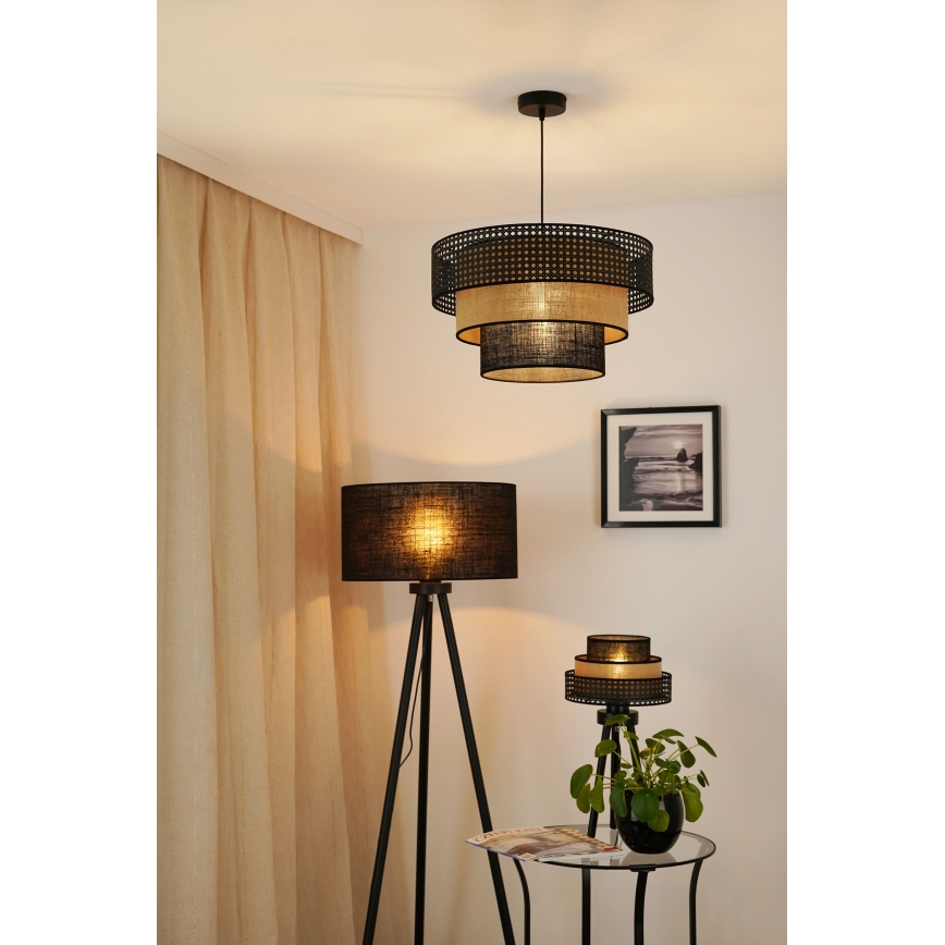 Brilagi - Candeeiro suspenso DAKOTA LUNETA 1xE27/15W/230V diâmetro 45 cm preto/bege