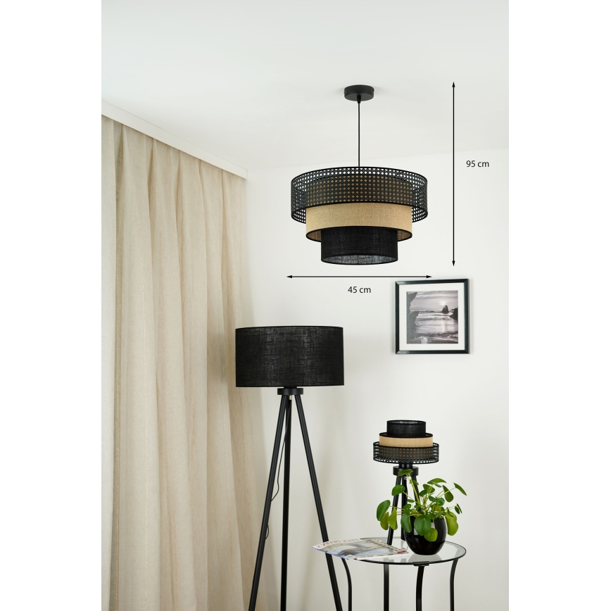 Brilagi - Candeeiro suspenso DAKOTA LUNETA 1xE27/15W/230V diâmetro 45 cm preto/bege