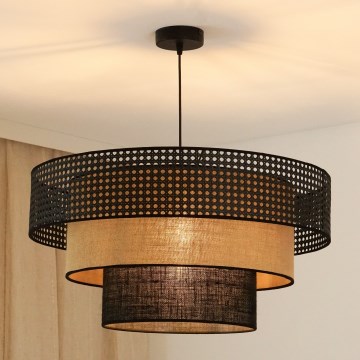 Brilagi - Candeeiro suspenso DAKOTA LUNETA 1xE27/15W/230V diâmetro 60 cm preto/bege