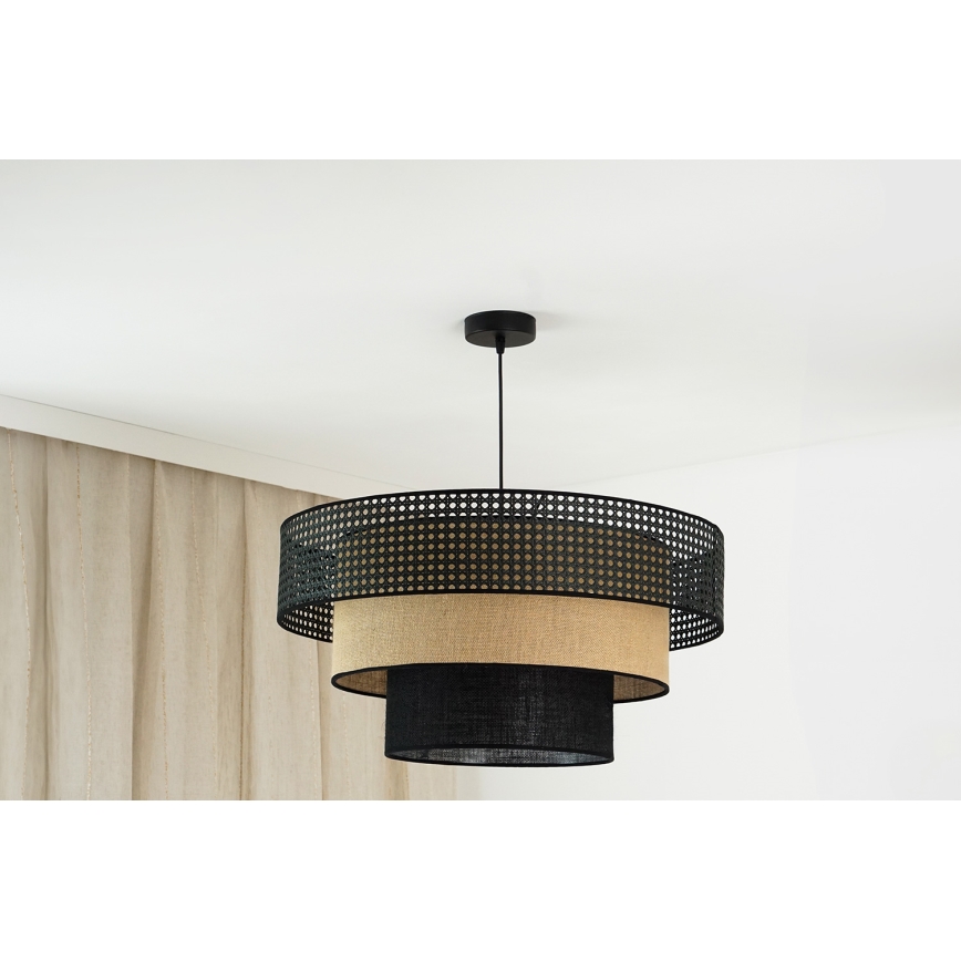Brilagi - Candeeiro suspenso DAKOTA LUNETA 1xE27/15W/230V diâmetro 60 cm preto/bege