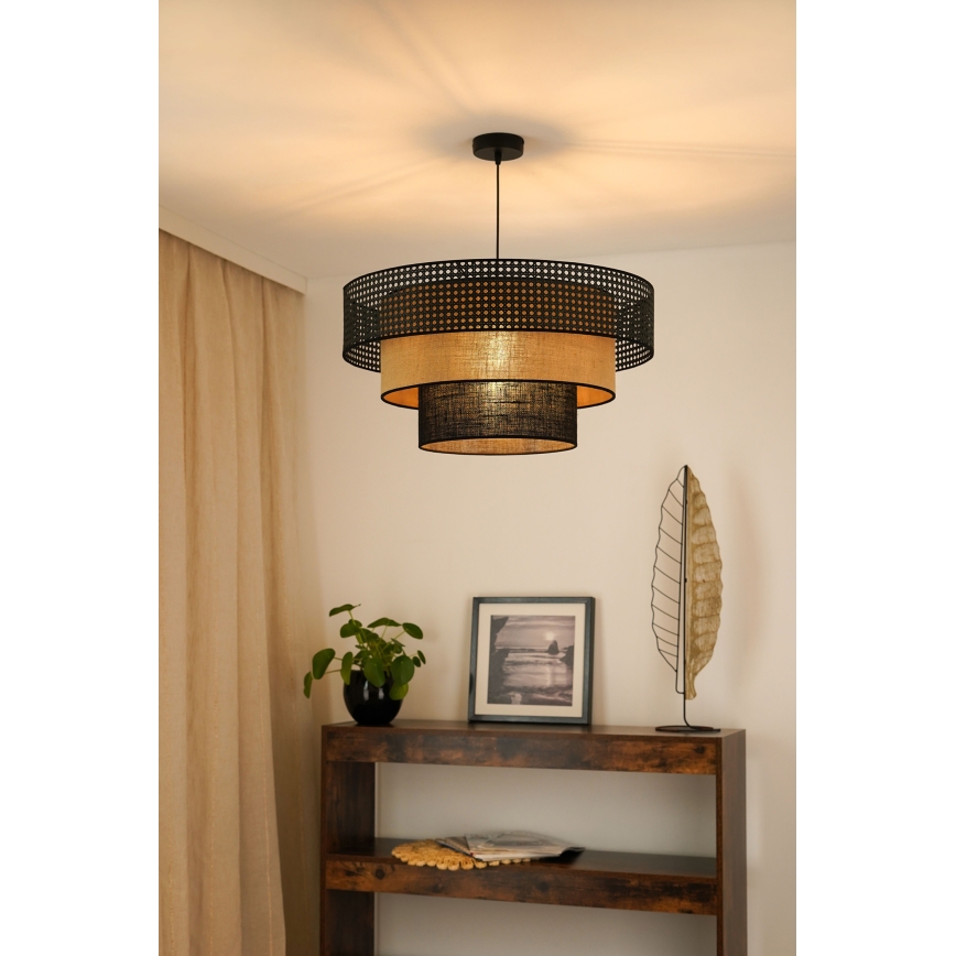 Brilagi - Candeeiro suspenso DAKOTA LUNETA 1xE27/15W/230V diâmetro 60 cm preto/bege